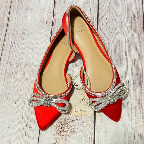 Women's Juliette Bow Ballet Flats - A New Day Red 6 NEW - Picture 6 of 11